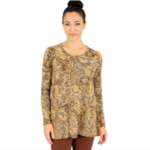 Y2k Neutral paisley Lightweight semi-sheer long sleeve pull on tunic top Sz M